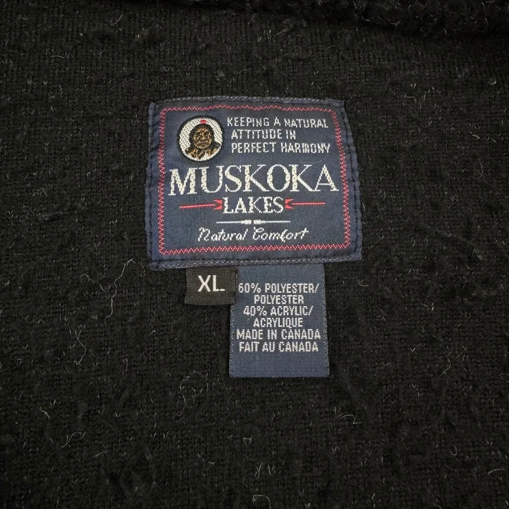 MUSKOKA LAKES fuzzy fleece black 1/4 zip pullover sweater - XL‎